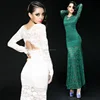 hot selling new designed long sleeve lace evening gown back open ladies bodycon design long sleeve lace evening gown