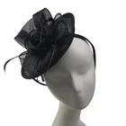 ABPF Black Formal Floral Feather Sinamay Fascinators Wedding Party Hats With Headband