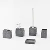 Edgy Gray Stone Pattern Bathroom Accessories Set