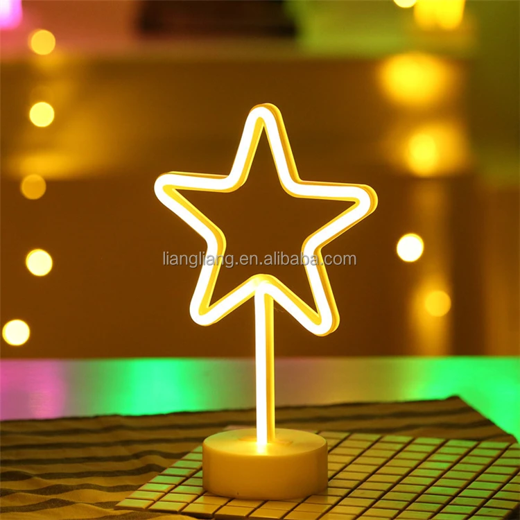 Star Led Neon Light Sign With Holder Base For Home Party Birthday Bedroom Decoration Children Kids Gifts Buy Star Shaped Led Lights Home Decoration