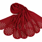 Latest design ready to wear muslim hijab fashion scarf malaysia arab hijab laser cut pearls muslim hijab