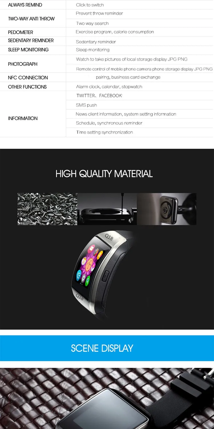 Wholesale 2018 factory oem ce rohs sim card smart watch for mobile phone