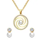Stainless steel wedding pearl rhinestone jewelry earring necklace jewellery sets