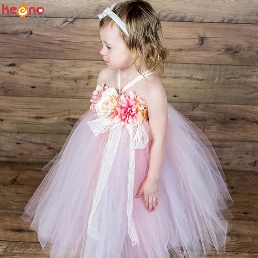 Flower Girl Tutu Dress Pink Peach And Ivory Dress For Spring