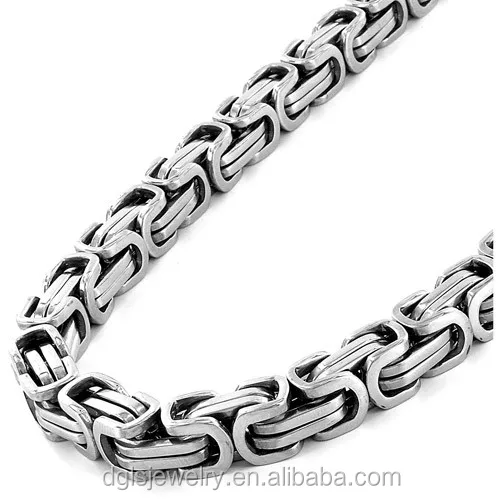 Fashion Hot Stainless Steel Heavy Gold Chain Byzantine Necklace For Men