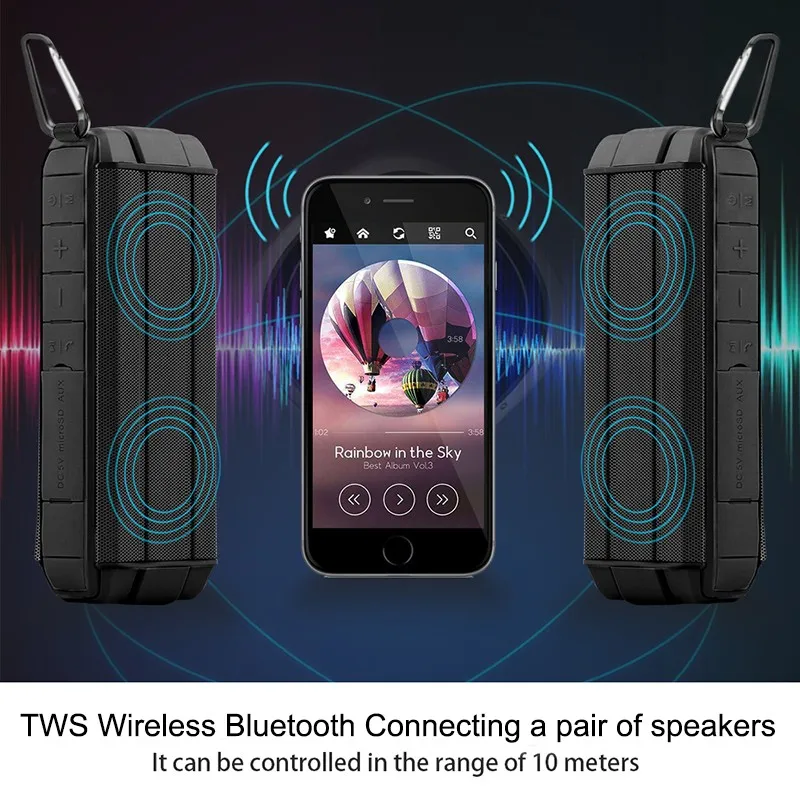 BHD Portable Bluetooth Speaker Wireless Stereo Sound Boombox Speakers with Mic Support TF AUX TWS speaker - ANKUX.COM
