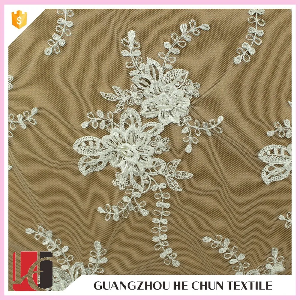 HC-5604-1 Hechun Factory 3d Tulle Embroidered Sample Bridal Lace Fabric
