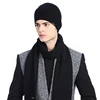 High quality 100% cashmere men knitted hat scarf set