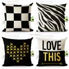 Black and white 3D digital printing cotton linen cushion covers pillow covers