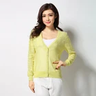 Factory Custom Women Fashion Jacquard Pattern Knit Short V-Neck Cardigan