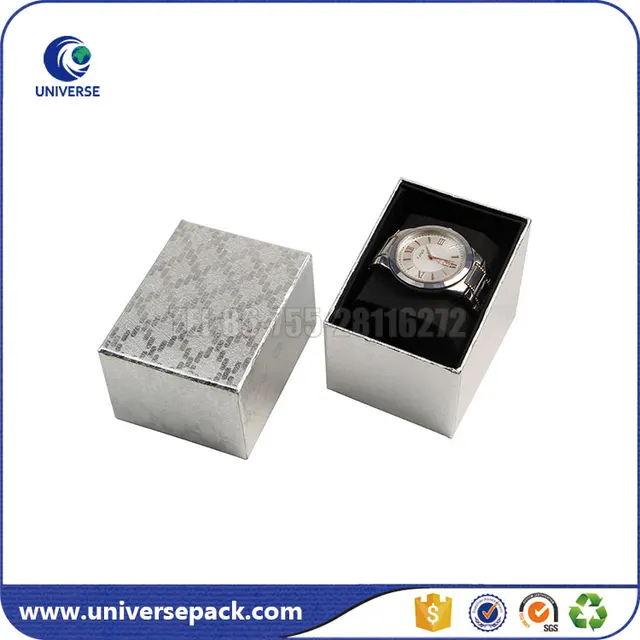 silvery custom design small paper gift watch box with black