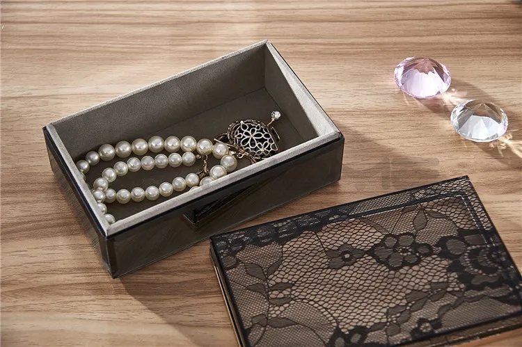 best elegant glass jewellery ring box, black jewelry box