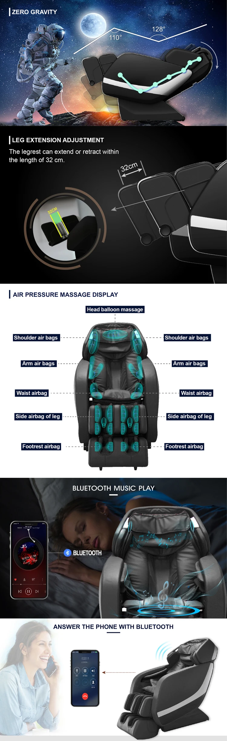 COMTEK RK7909B perfect shiatsu acupressure 3D massage chair