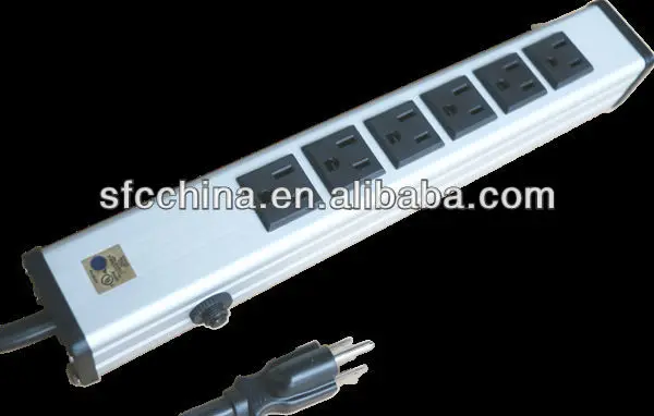 SFC306-612B aluminium alloy UL approved American 6-outlet power strip, with 15A curcuit breaker