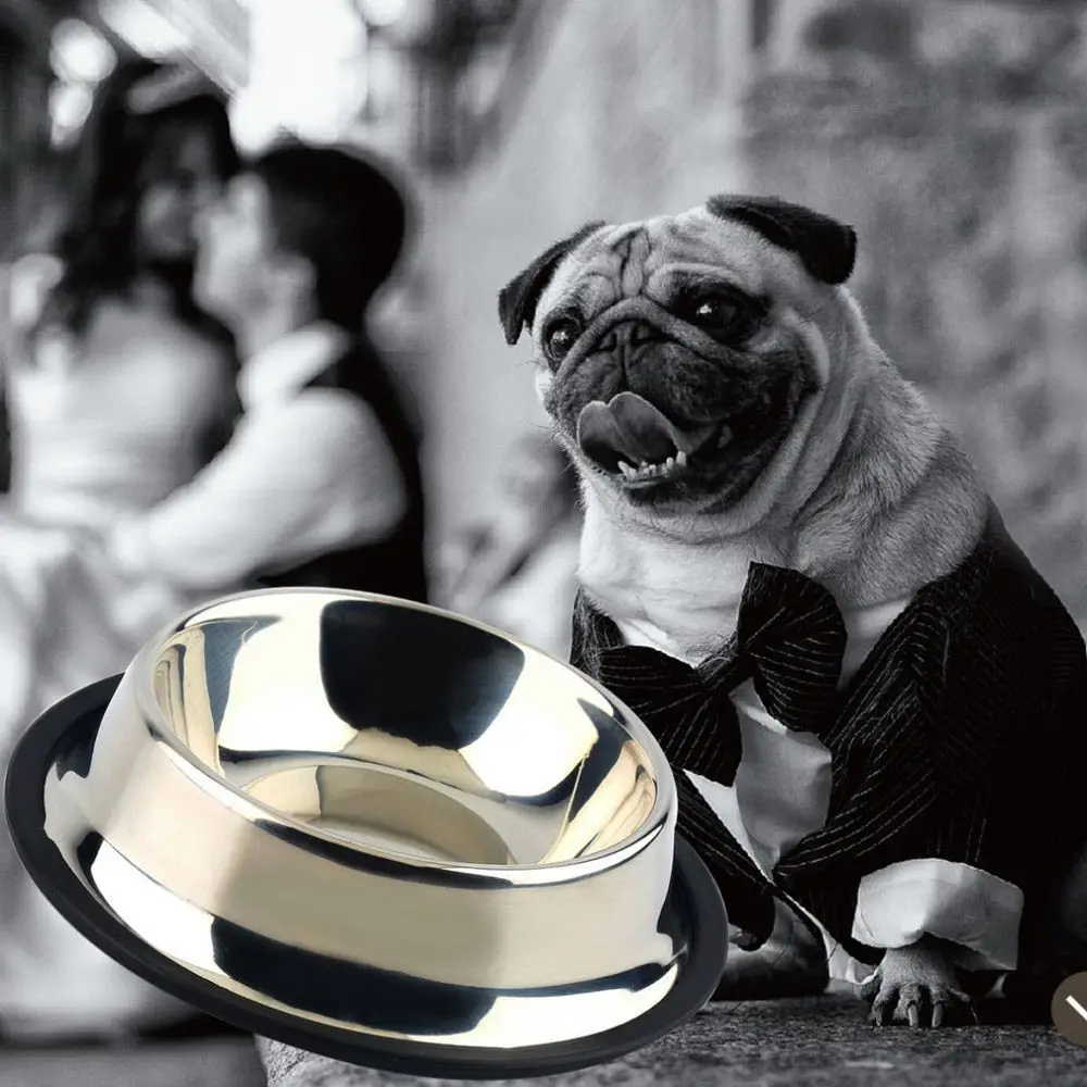 1 Standard Stainless Steel Pet Puppy Cat Dog Food or Drink Water Bowl Dish Wholesale