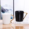 2018 White And Black Ceramic Coffee Mug Plating Gold Handle Creative Milk Tea Drink Breakfast Cups