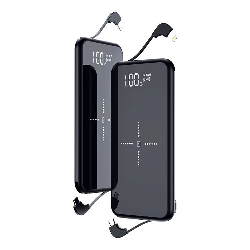 2019 K6 Power Bank 10000mAh Powerbank Wireless Charger Led Screen Glasses With Cables - ANKUX.COM