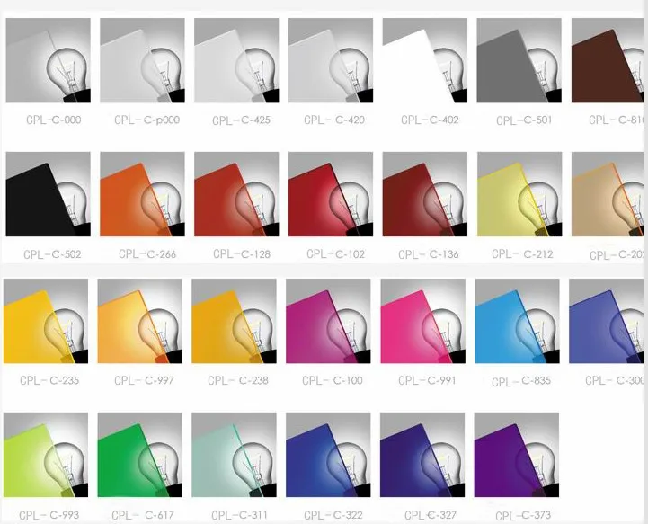 Plexiglass Colors Chart