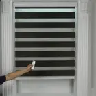 Motorized wireless remote indoor/outdoor zebra roller blinds for living room