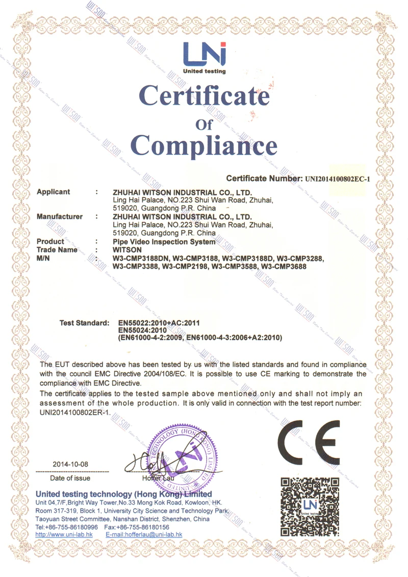 CE Certificate- W3-CMP3188 series