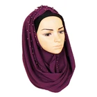Most popular crinkle pearl chiffon scarf national costume plain color shawl dress
