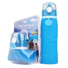 Flexible Reusable Private Label Collapsible Sport Silicone Foldable Water Bottle