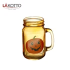 490ml Pumpkin decal glass storage mason cup Halloween gift purple/ orange/red/black color