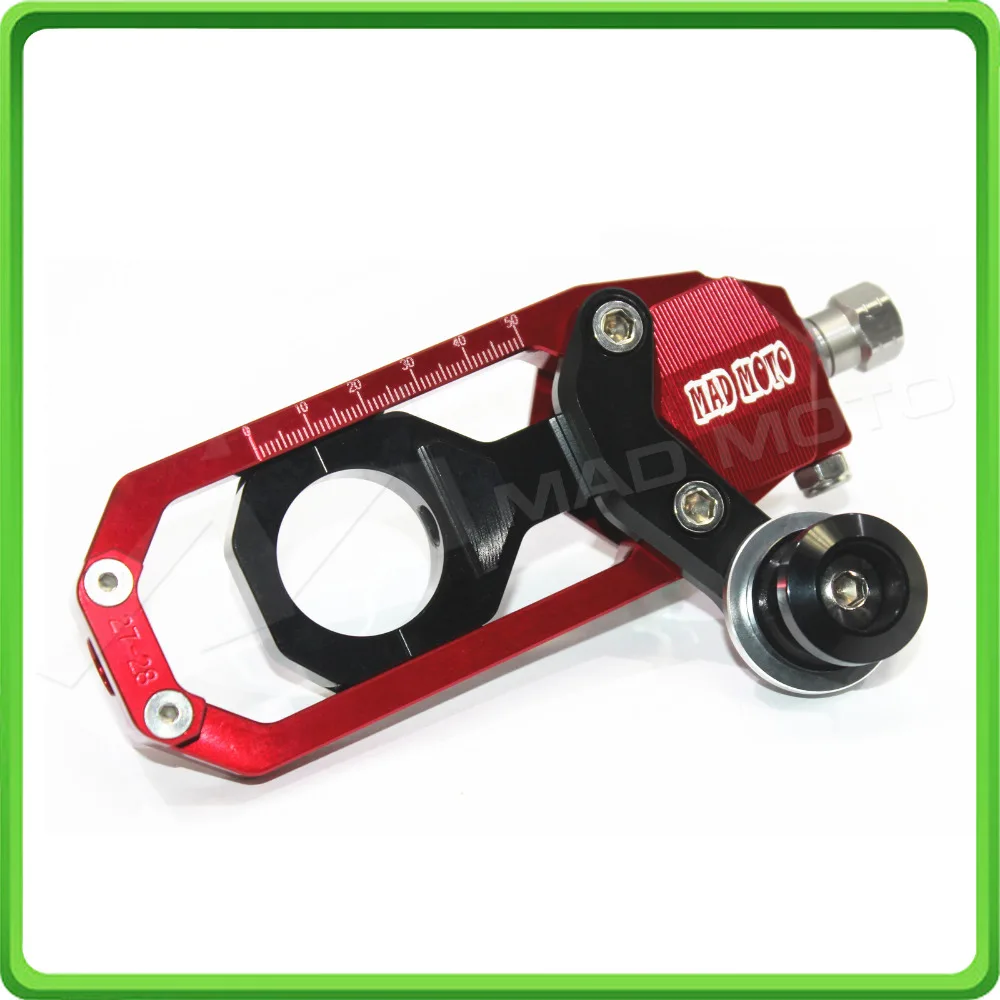 Motorcycle Chain Tensioner Adjuster with paddock bobbins kit for Yamaha R1 YZF-R1 2004 2005 Red&Black (8)