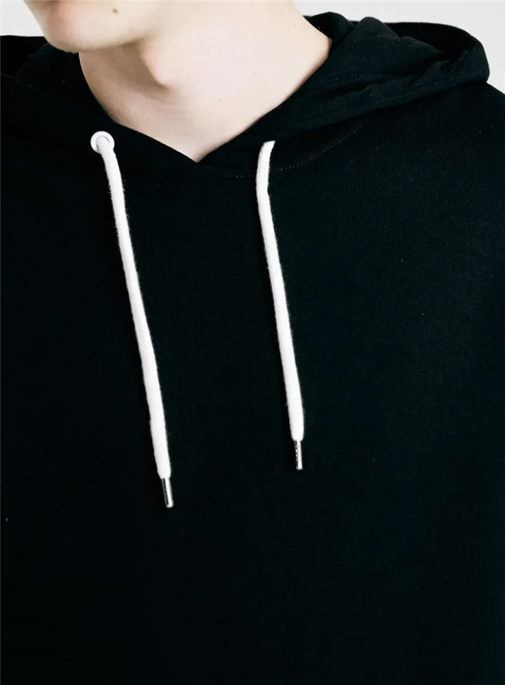 Mens No Pocket Plain Black Hoodies Wholesale Blank Pullover Plain