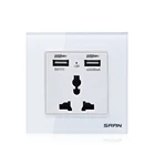 SRAN Universal electrical 3 pin 13A wall socket with 2 USB