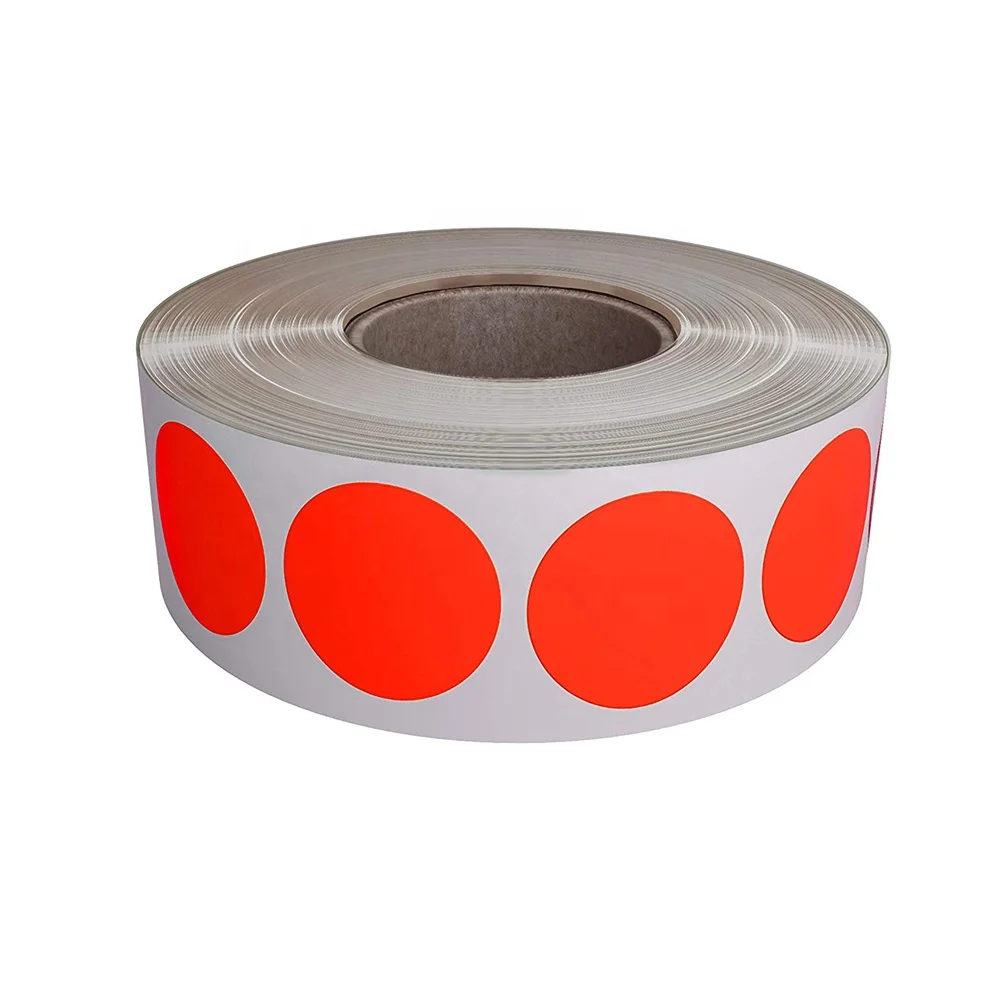 Personalizado varios colores pegatinas punto redondo adhesivo imprimible etiquetas de papel para caja de cartón