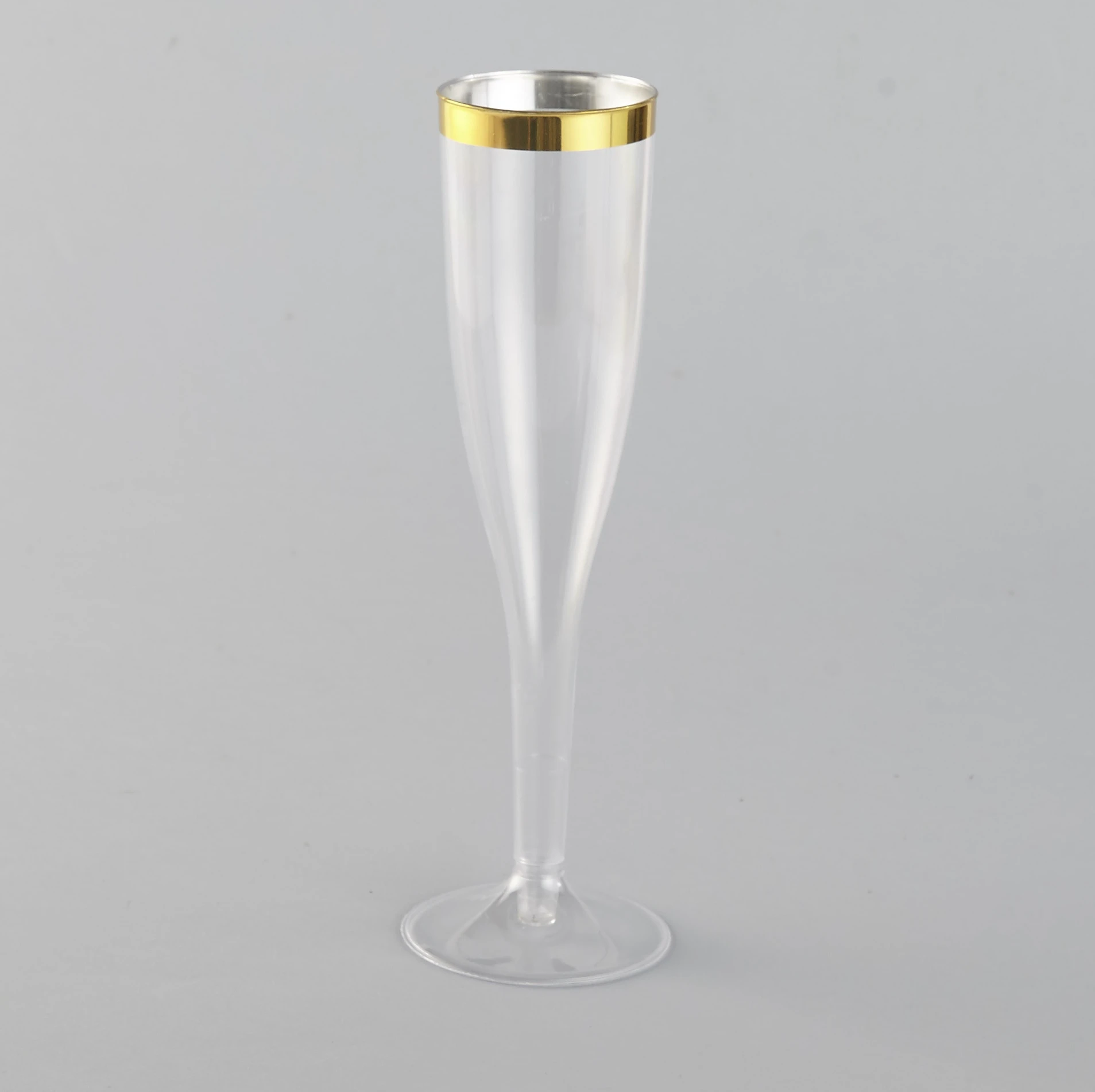 6,5 унц. Золотая оправа пластиковые флейты шампанского/прозрачные пластиковые тосты очки одноразовые вечерние бокалы для коктейля