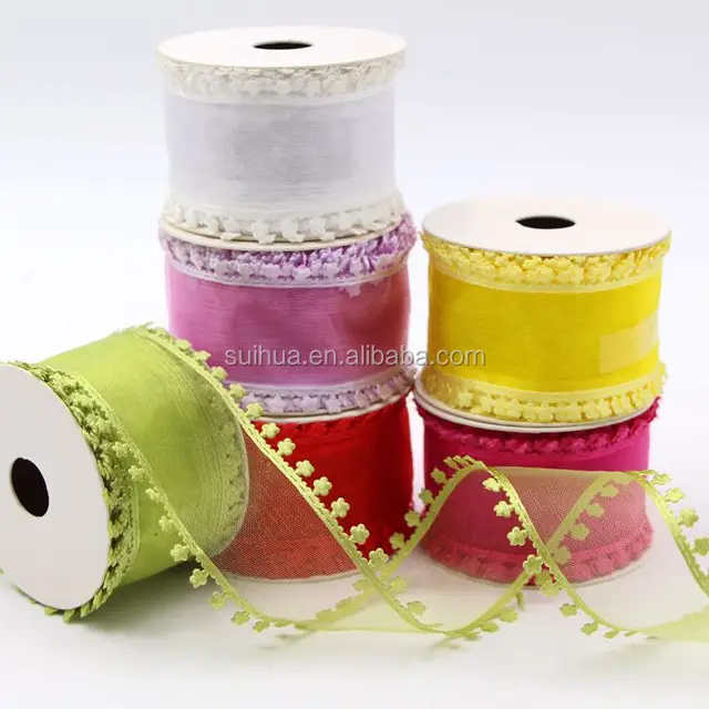 2016 tala new design picot edges sheer organza ribbon in small