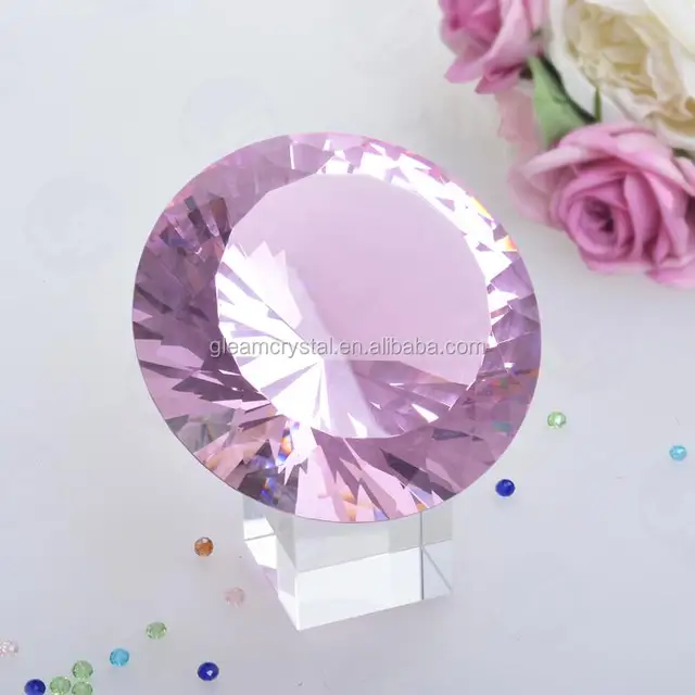 wholesale large faceted decorative crystal glass diamond for