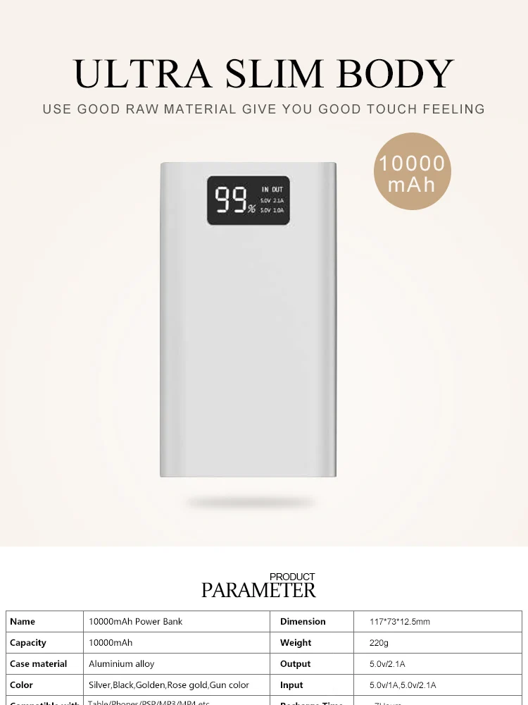 New Arrival ! slim Digital display power bank quickly charge 10000mah - ANKUX.COM