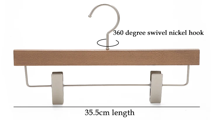 High quality wood Custom hangers clothes hanger and pants hanger with clips for branded clothes stocklot