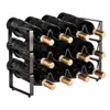 3 Tier Stackable Wine Rack Countertop Cabinet Wine Holder Storage Stand Hold 12 Bottles Metal (Bronze)