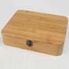 Bamboo solid wood round hinge mental lock flip lid storage wooden box