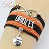 Jewelry Factory Vintage Style Knitted Leather Rugby Baseball Bracelet
