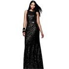 Mesh Black Elegant Wedding Clothes Women Sequin Evening Dress
