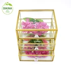 house decor large metal frame gold rim hinges mirror locking jewelry side table furniture bedroom glass box nightstand