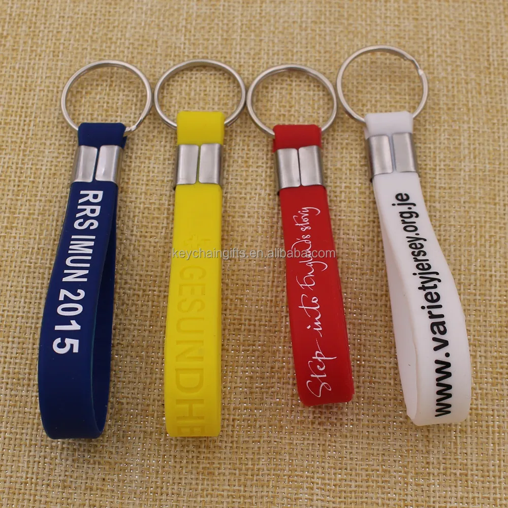 cheap custom silicon bracelet key ring with printing logo