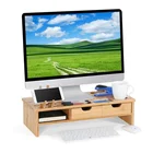 Monitor Stand Wooden Organizer Office Desktop Storage Assemblable Drawer Keyboard