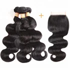 Cheap Unprocessed Virgin Brazilian Body Wave Remy Hair Weave Bundles With Lace Closure