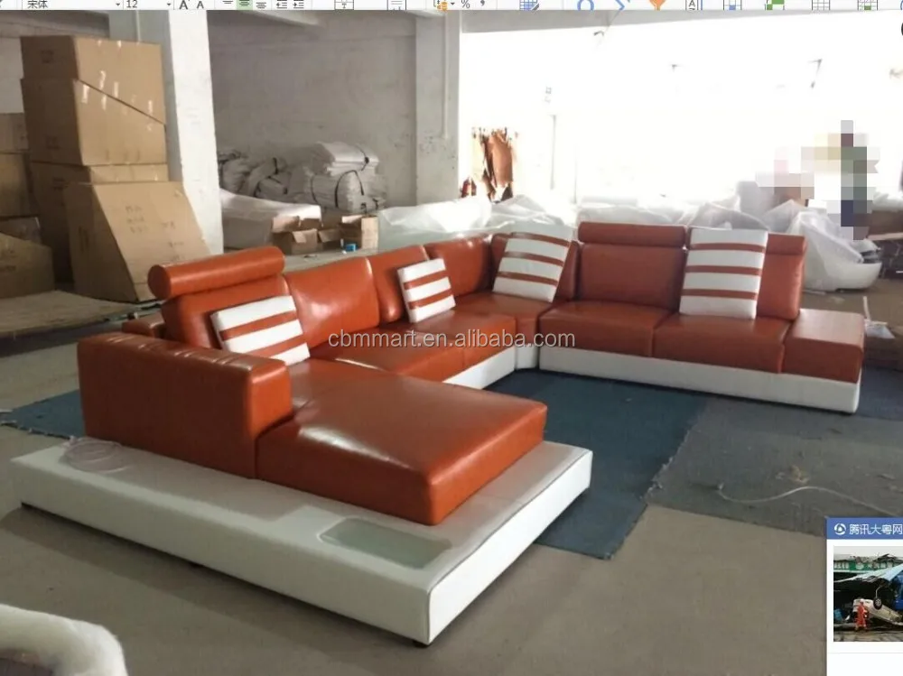 Modern leather sofa living room furniture sofa set A07