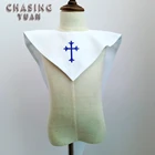 Matte White Choir V- Stole with Embroidered Cross
