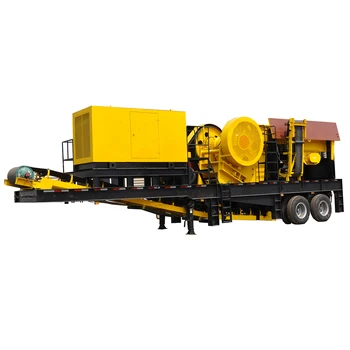 China tractor car wheel mounted mobil mobile movil portable jaw rock quarry mining stone crusher equipment plant machinery