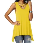 2018 sleeveless irregular hem women tops blouse