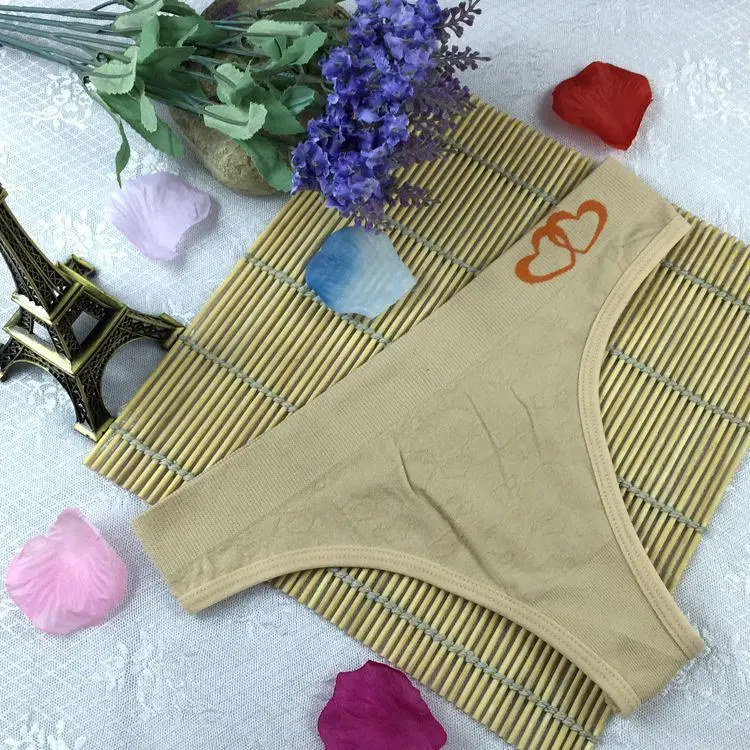 Stock Fashion heart print seamless comfortable elastic Sey Panties Underwear Women Women's Sey Thongs G-string lady Panties Brie