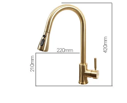 Brushed Gold Single Lever Kitchen Taps Sink Faucet With Spray